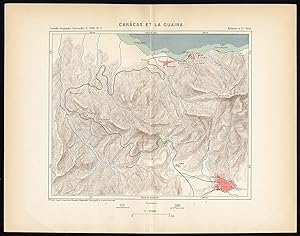 Antique Map-SOUTH AMERICA-CARACAS-LA GUAIRA-VENEZUELA-Reclus-Perron-1895