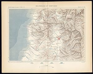 Antique Map-SOUTH AMERICA-VALPARAISO-SANTIAGO-CHILE-Reclus-Perron-1895