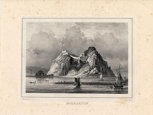 2 Antique Prints-DUMBARTON CASTLE-SCOTLAND-Pernot-1827