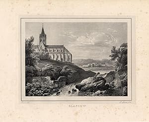 2 Antique Prints-GLASGOW-LANARKSHIRE-SCOTLAND-Pernot-1827