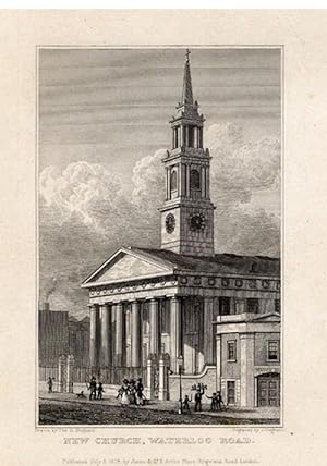 Antique Print-WATERLOO ROAD-NEW CHURCH-LONDON-ENGLAND-Shepherd-1827