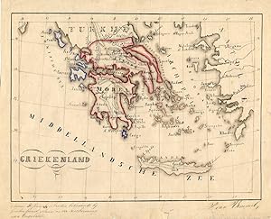 Antique Manuscript Map-EUROPE-GREECE-Van Bommel-1865