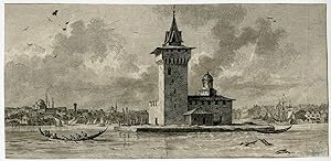 Antique Print-ISTANBUL-MAIDEN'S TOWER-LIGHTHOUSE-KIZ KULESI-Anonymous-ca. 1750