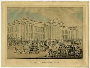 Antique Print-LONDON-POSTOFFICE-POST-COACH-HORSES-Pollard-Reeves-1830