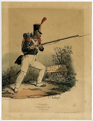 Antique Print-GRENADIER-MILITARY-INFANTRY-BAYONET-PL. 3-Bellange-Villain-1824