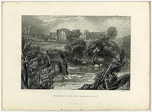 Antique Print-LANDSCAPE-EGGLESTONE ABBEY-Turner-Higham-ca. 1840