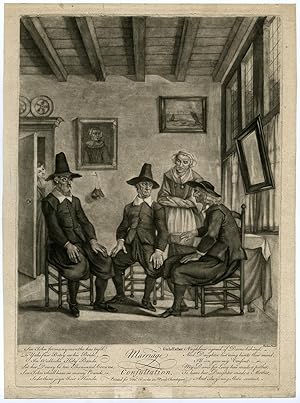 Rare Antique Master Print-MARRIAGE-PARENTS-JAN CLAASZ.-Troost-Fisher-ca. 1760