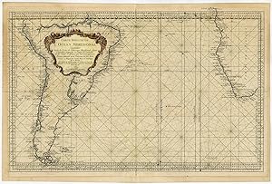 Rare Antique Print-SOUTH ATLANTIC OCEAN-SEA CHART-Bellin-1753