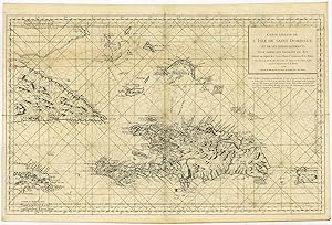 Rare Antique Print-SANTA DOMINGO-HAITI-CUBA-CARRIBEAN-SEACHART-Bellin-1750
