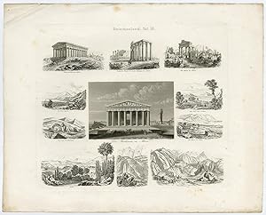 Antique Topography Print-GREECE-PARTHENON-ATHENS-AGORA-TEMPLE-DELPHI-SULI-1857