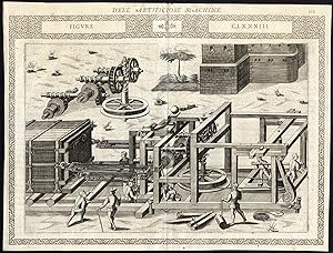 Antique Print-WINCH-HAULING DEVICE-PULLEY-CLXXXIII-Ramelli-Bachot-1588