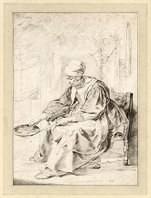 Antique Master Print-GENRE-BAKING PANCAKES-Ploos van Amstel/Körnlein-Metsu-1768