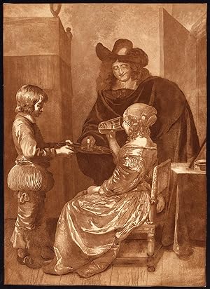 Antique Master Print-GENTLEMAN-LADY-PAGE-Ploos van Amstel/Brouwer-Ter Borch-1779