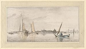 Antique Master Print-LANDSCAPE-RIVER-BOAT-Ploos van Amstel/Schreuder-Coopse-1775
