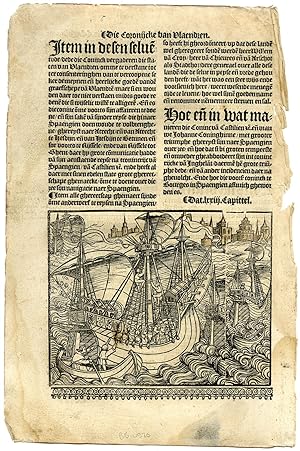 Rare Antique Print-SEA-SHIPS-STORM-SPAIN-KING CASTILIA-Doppere-Vorsterman-1531