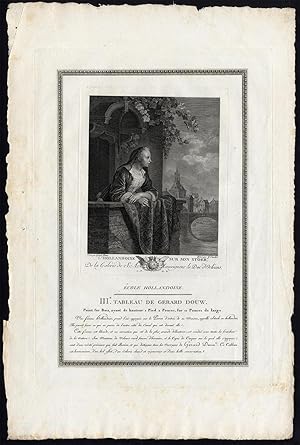 Antique Print-WOMAN-BALCONY-BRIDGE-Dou-Couche-1786