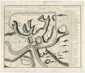 Ancient Antique Print-PLAN OF ROME-SERVIUS TULLIUS-Anonymous-c.1700