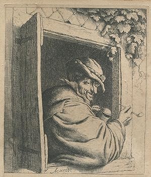 1650 Etching by Adriaen van Ostade The Smoker at the Window