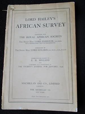 Lord Hailey's African survey, surveyed for The Royal African Society by .