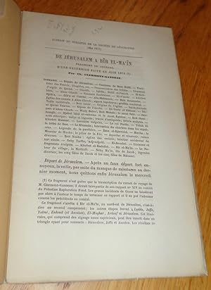 De Jérusalem à Bîr El-Ma'In. Fragment du journal d'une excursion faite en juin 1874.