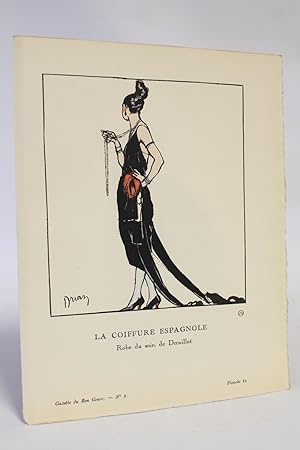 La Coiffure espagnole. Robe du soir, de Doeuillet (pl.62, La Gazette du Bon ton, 1920 n°8)
