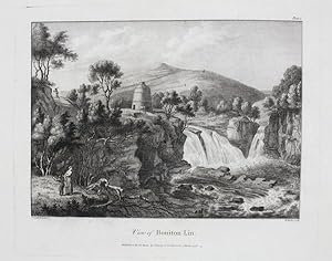 Original Antique Engraving Illustrating a View of Boniton-Lin (Bonnington Linn) in Lanarkshire, S...