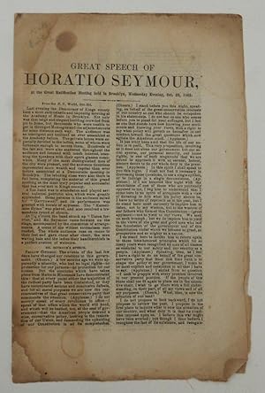Great speech of Horatio Seymour, at the great ratification meeting held in New York, Monday eveni...