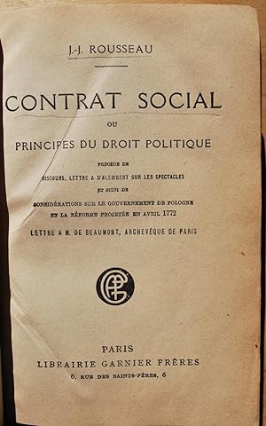 Contrat social ou Principes du droit politique.