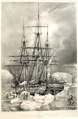 L'Astrolabe in Antarctic ice. Lithograph