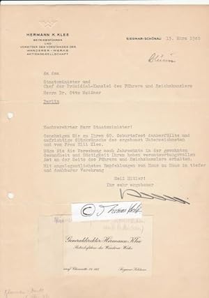 HERMANN KLEE (Hermann K. Klee) Generaldirektor, Betriebsführer und Vorsitzender des Vorstandes de...