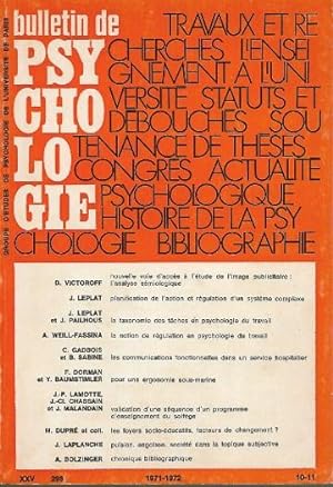 Bulletin De Psychologie Tome XXV N° 298 . 1971-1972 ( 10 - 11 )