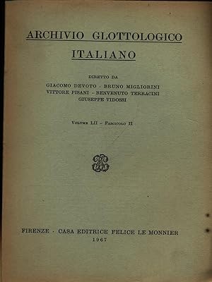 Archivio glottologico italiano volume LII fascicolo II