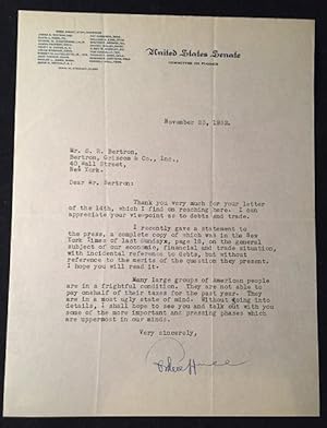 United States Senator and US Secretary of State CORDELL HULL November 23, 1932 Signed Typed Lette...