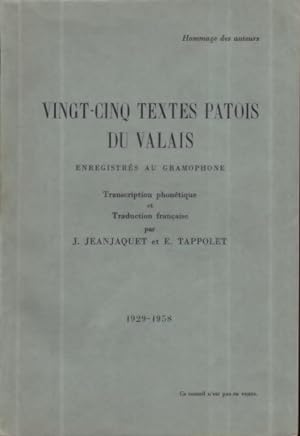 Vingt-cinq textes patois du Valais