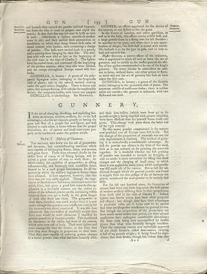 Gunnery, Gun Powder and Gun Smithing. Extract, 1797 Encyclopedia Britannica, complete with plates