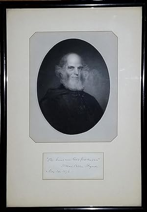 Signed Portrait, William Cullen Bryant with line of verse from 'A Forest Hymn'