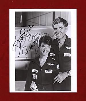 Jeana Yeager and Dick Rutan Signed Photo, August 1989, in Front of the Rutan Voyager. Aerospace C...
