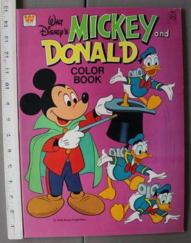WALT DISNEY'S MICKEY AND DONALD COLOR BOOK. (Oversize Whitman Book #2041; Size = 10-1/2" x 15");