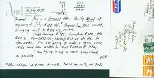 ALS Ariel Reynolds Parkinson to her husband Thomas Parkinson, July 19, 1978. RE: financial letter.