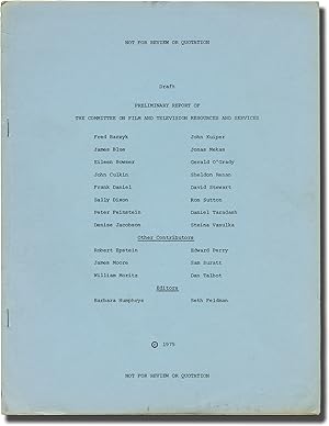 Preliminary Report of the Committee on Film and Television Resources and Services (First Edition)