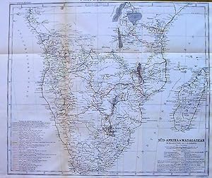 1867 Map of South Africa and Madagascar. By A. Petermann. Karl Mauch's Journey in the Interior of...