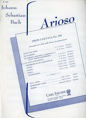 ARIOSO FROM CANTATA No. 156 FOR ALTO SAXOPHONE WITH PIANO : Sheet Music (Carl Fisher, W 1858)