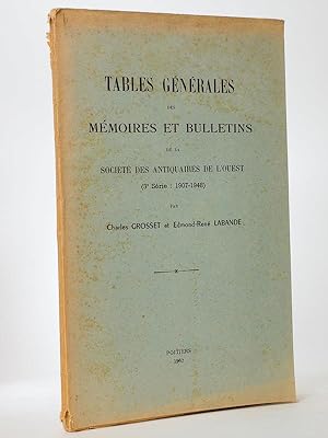 Tables générales des mémoires et bulletins de la Société des Antiquaires de l'Ouest. (3e série : ...