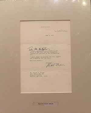 Typed Stationary Letter Signed by Richard Nixon