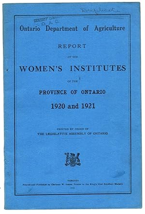 Report of the Women's Institutes of the Province of Ontario 1920 and 1921