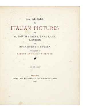 Catalogue of Italian Pictures at 16, South Street, Park Lane, London and Buckhurst in Sussex, col...