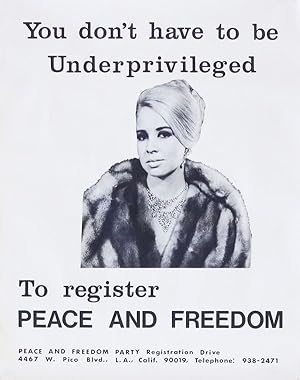 Poster: You don't have to be Underprivileged to register PEACE AND FREEDOM