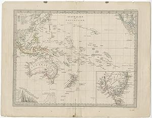 Antique Map of Australia and Polynesia by A. Stieler (1862)