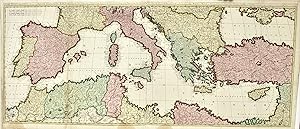 Mare Mediterraneum exhibens oras Hispaniae, Galliae, ItaliaeÖ