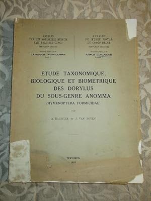 Etude Taxonomique Biologique Et Biometrique Des Dorylus Du Sous-Genre Anomma (Hymenoptera Formici...
